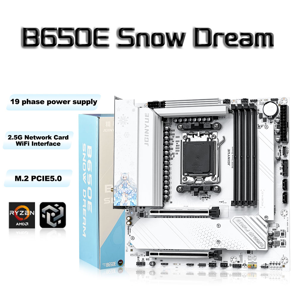 Am5 Micro Atx Pcie 5.0 Motherboard - JGINYUE B650E Snow Dream Scheda Madre
